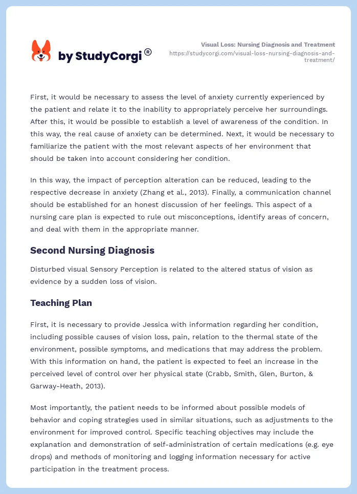 Visual Loss: Nursing Diagnosis and Treatment. Page 2