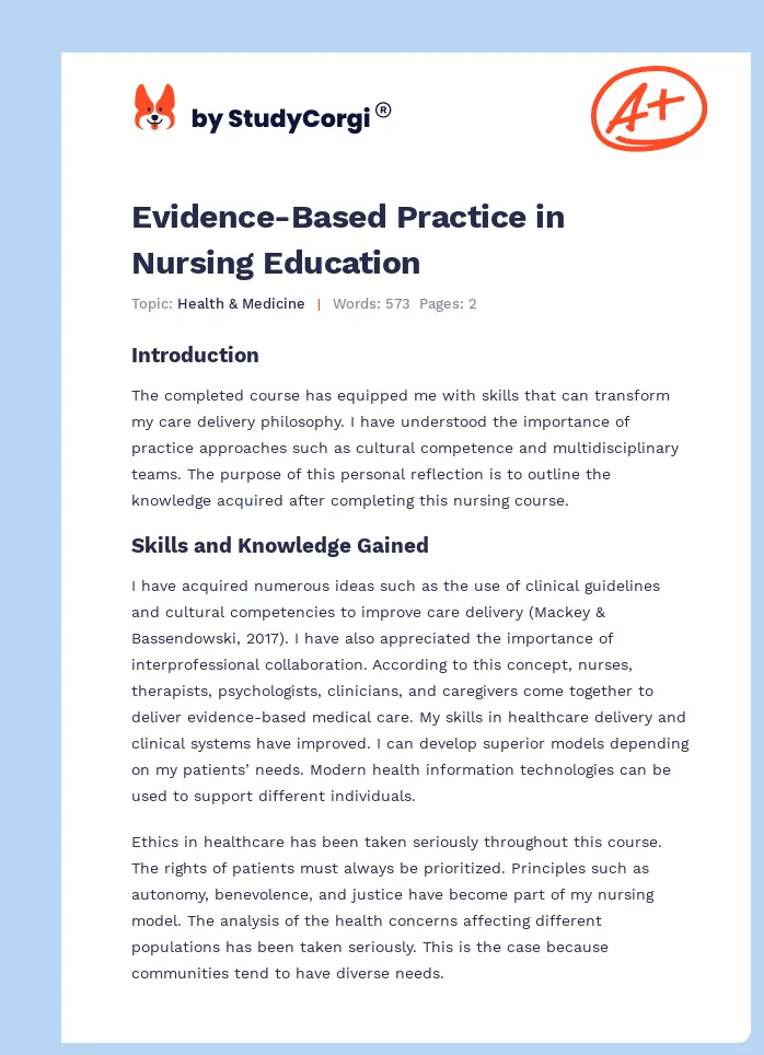 Evidence-Based Practice in Nursing Education. Page 1