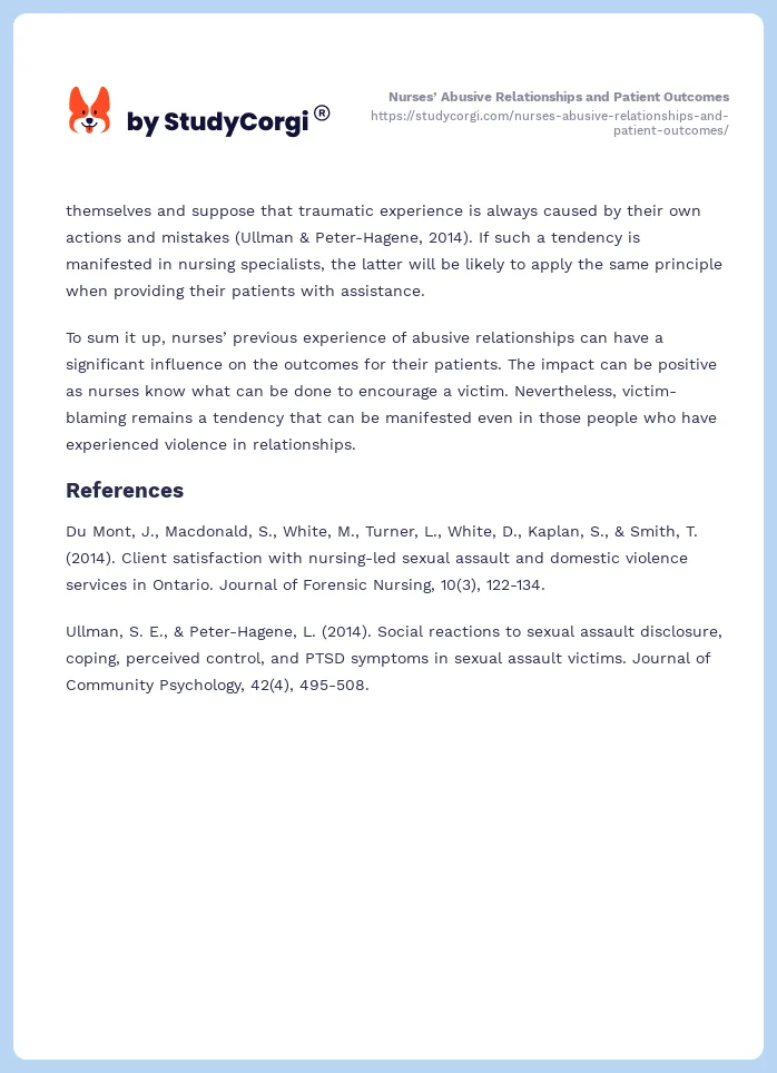 Nurses’ Abusive Relationships and Patient Outcomes. Page 2