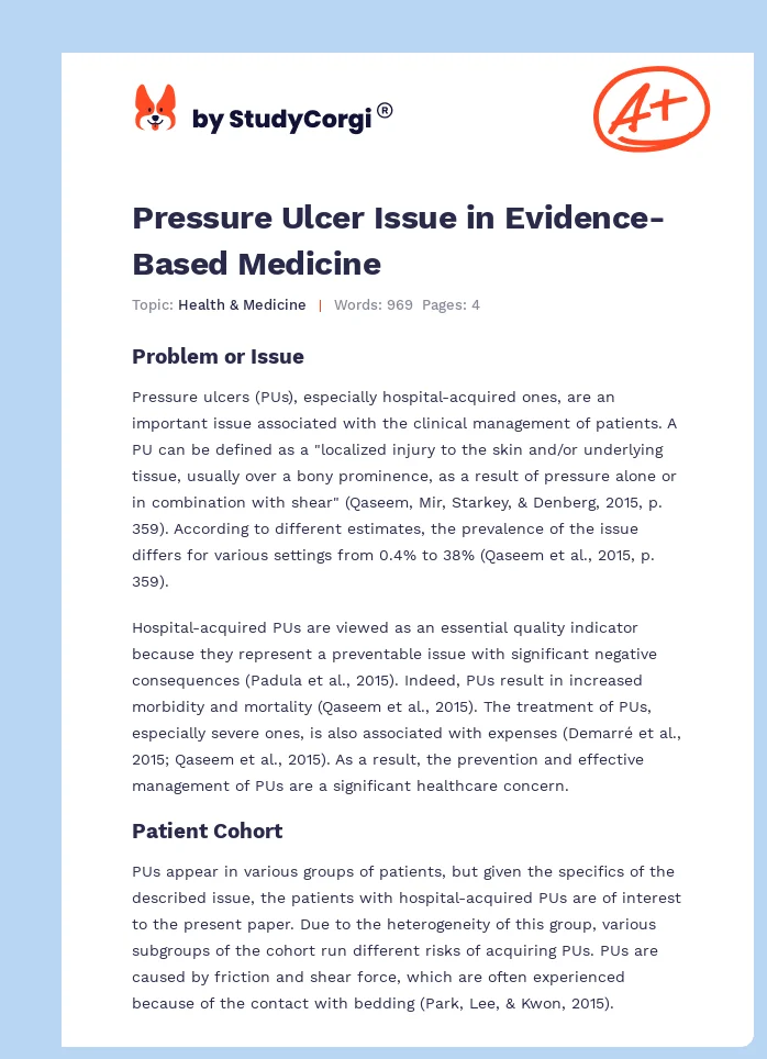 Pressure Ulcer Issue in Evidence-Based Medicine. Page 1