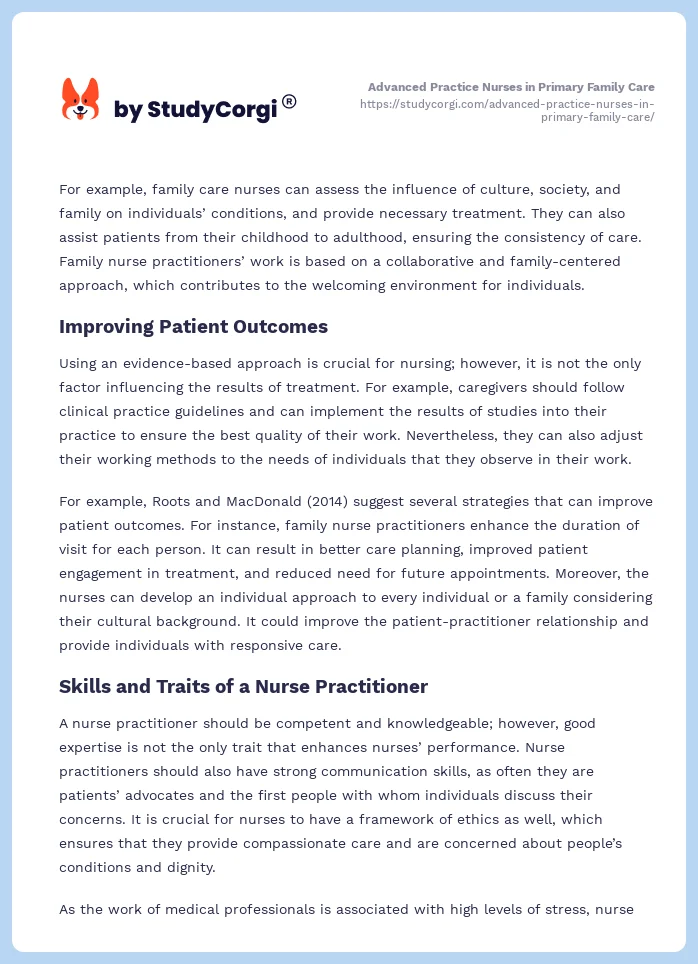 Advanced Practice Nurses in Primary Family Care. Page 2
