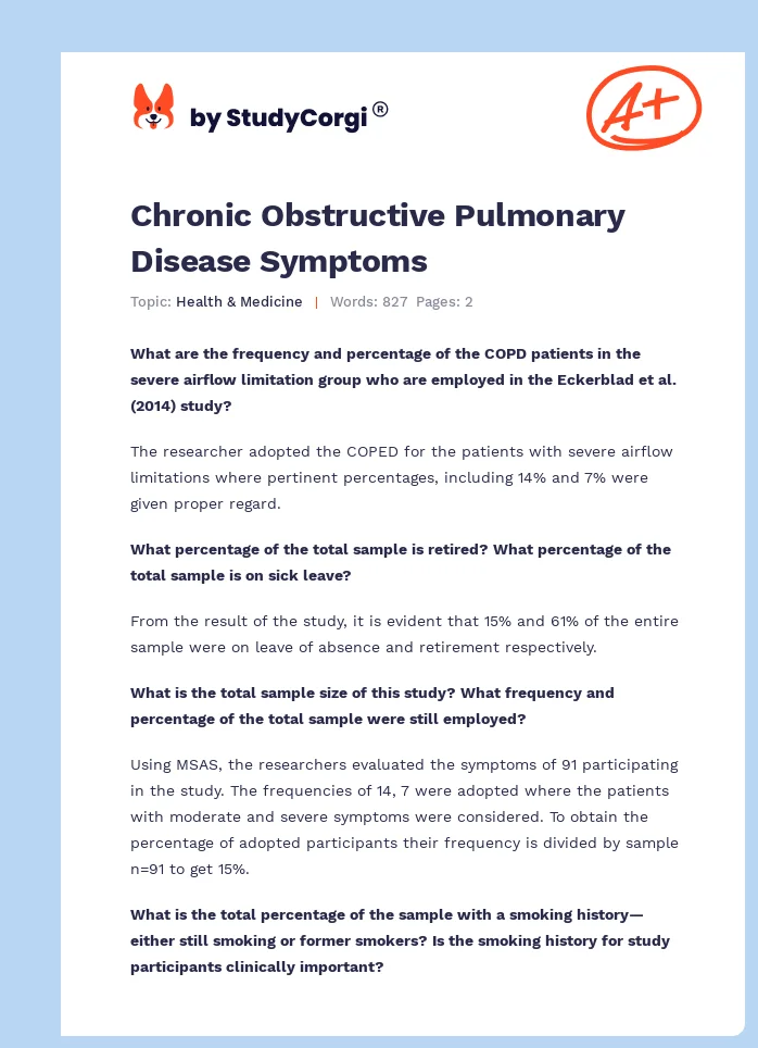 Chronic Obstructive Pulmonary Disease Symptoms. Page 1