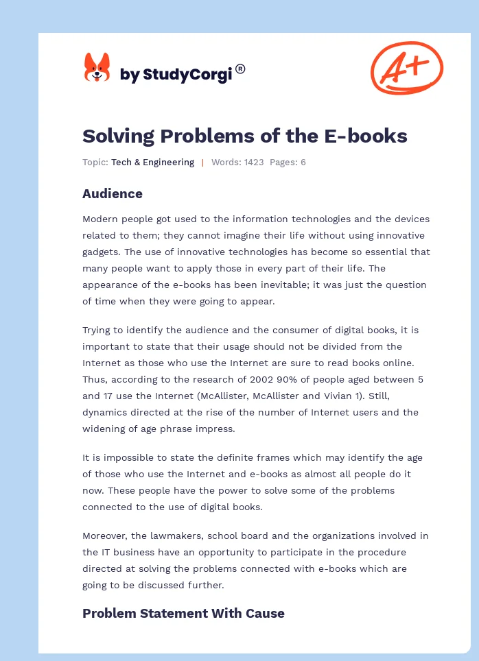 Solving Problems of the E-books. Page 1