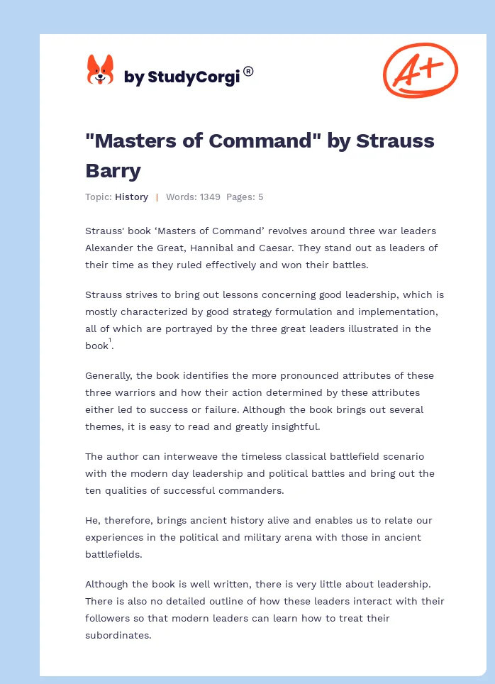 "Masters of Command" by Strauss Barry. Page 1