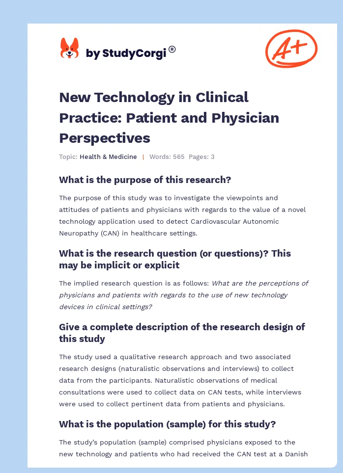 New Technology in Clinical Practice: Patient and Physician Perspectives. Page 1