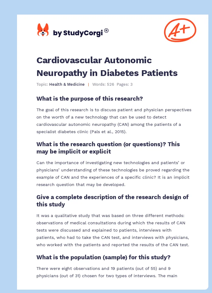 Cardiovascular Autonomic Neuropathy in Diabetes Patients. Page 1