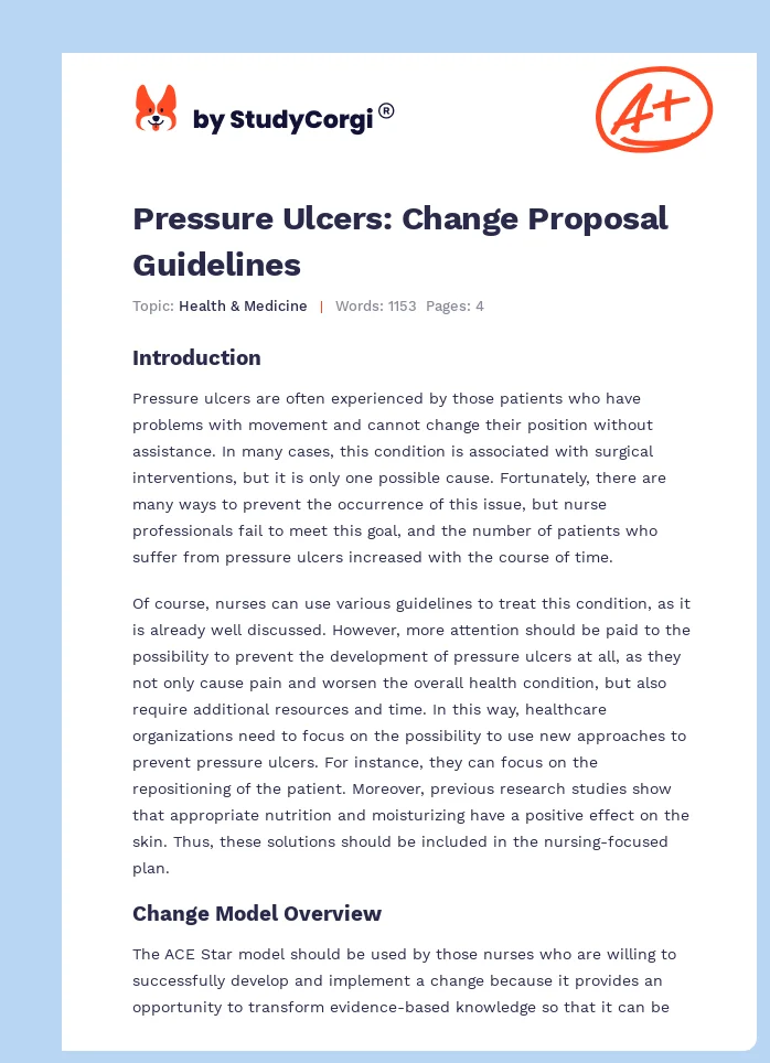 Pressure Ulcers: Change Proposal Guidelines. Page 1