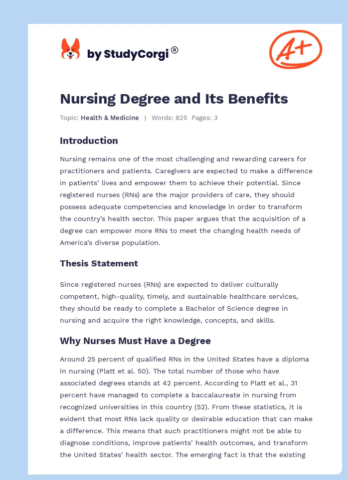 Nursing Degree and Its Benefits. Page 1