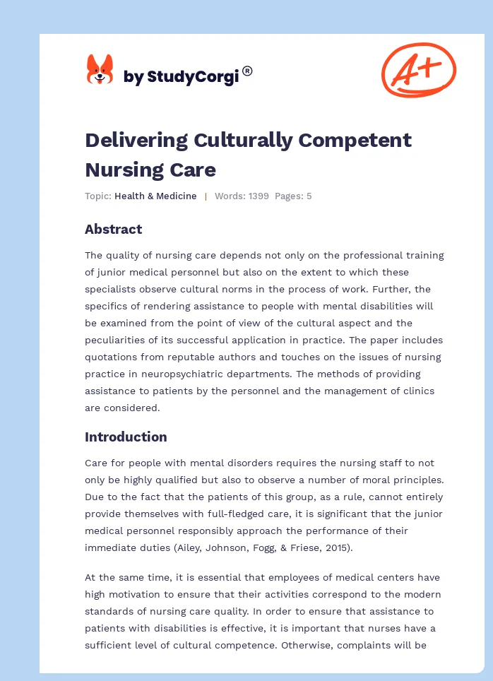 Delivering Culturally Competent Nursing Care. Page 1