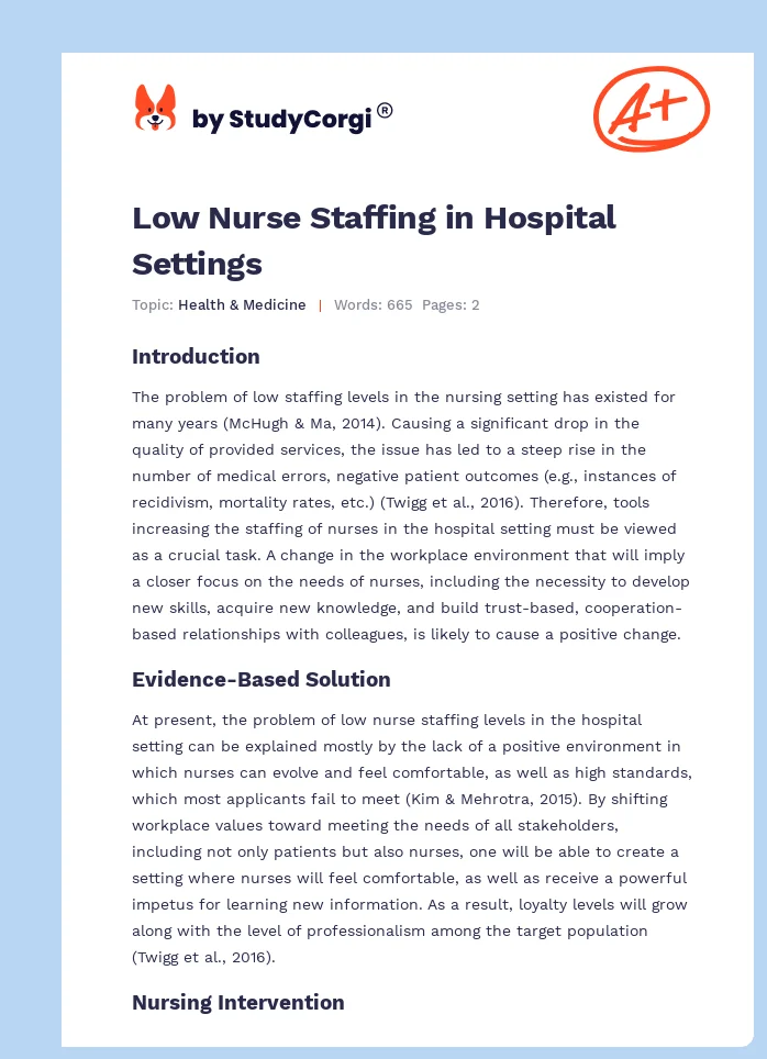 Low Nurse Staffing in Hospital Settings. Page 1