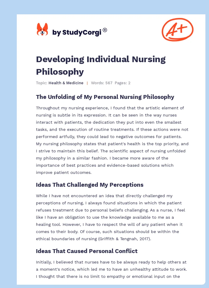 Developing Individual Nursing Philosophy. Page 1