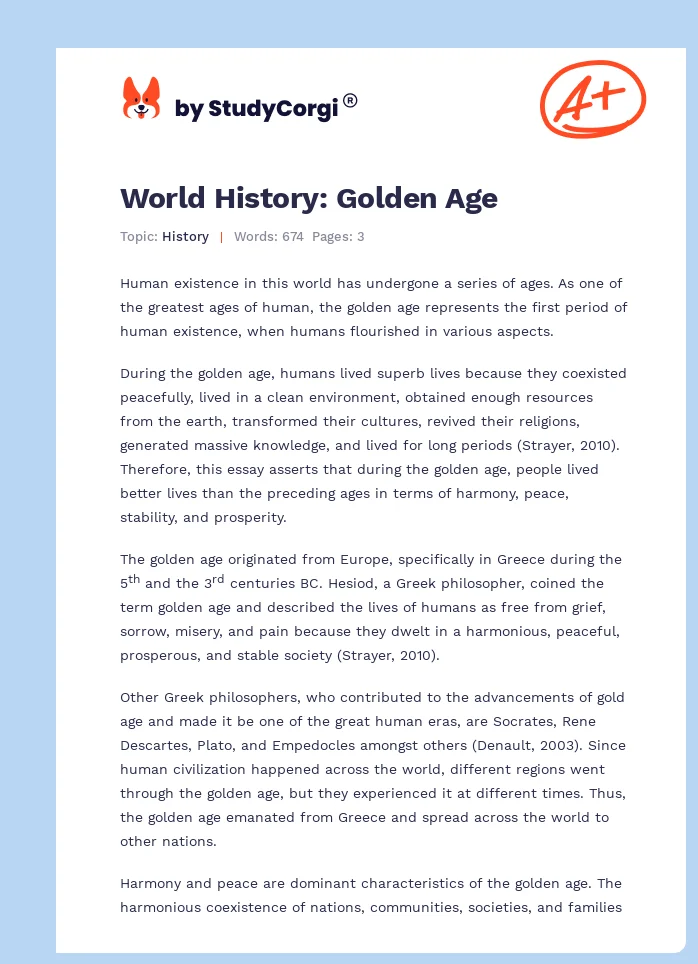 World History: Golden Age. Page 1