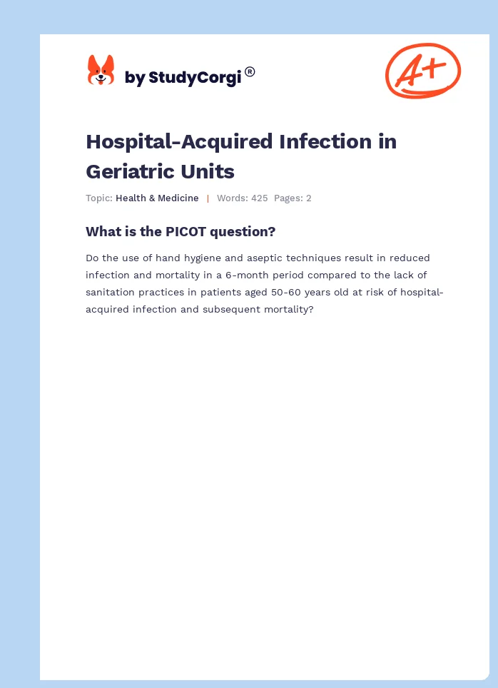 Hospital-Acquired Infection in Geriatric Units. Page 1