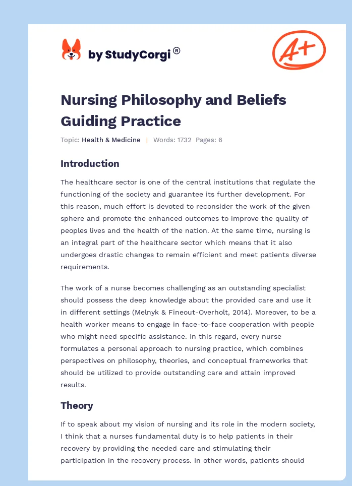 Nursing Philosophy and Beliefs Guiding Practice. Page 1