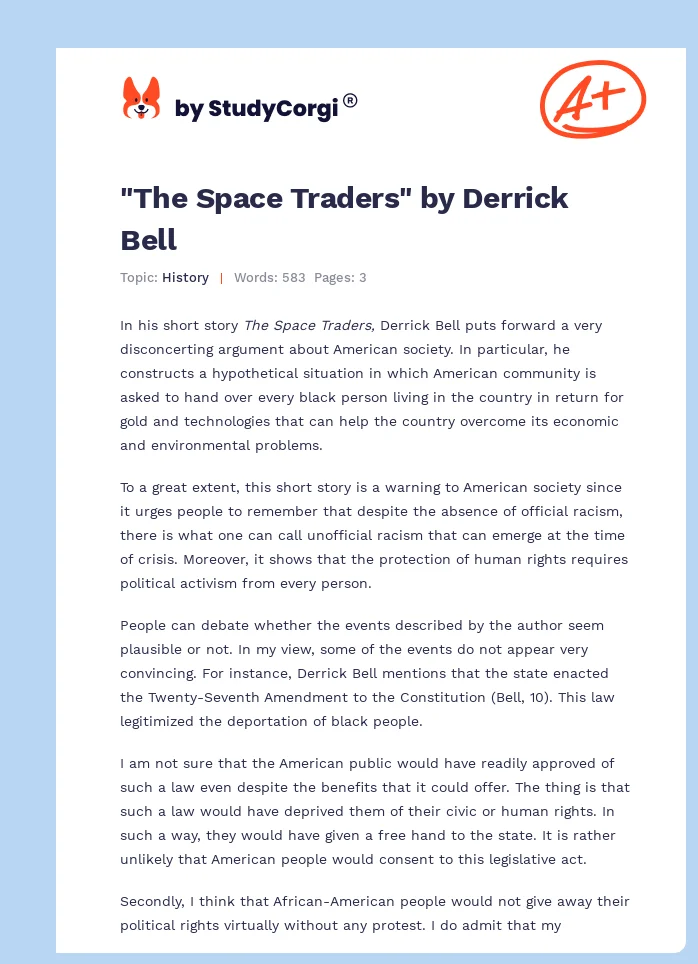 "The Space Traders" by Derrick Bell. Page 1