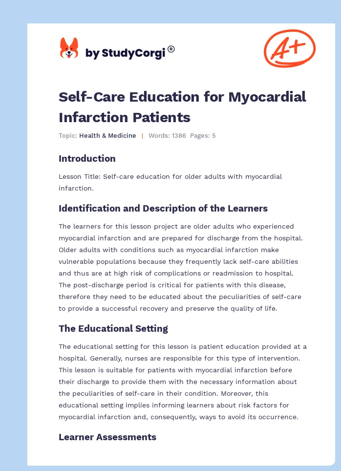 Self-Care Education for Myocardial Infarction Patients. Page 1