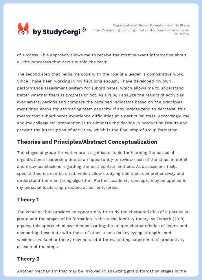 Organizational Group Formation and Its Steps. Page 2