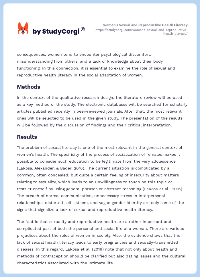 Women's Sexual and Reproductive Health Literacy. Page 2