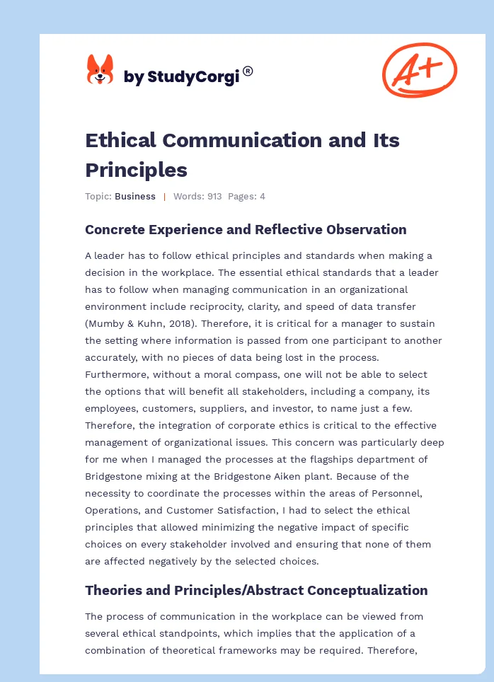 Ethical Communication and Its Principles. Page 1