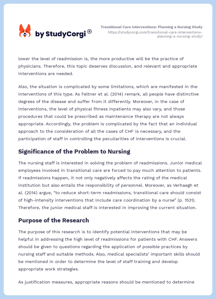 Transitional Care Interventions: Planning a Nursing Study. Page 2