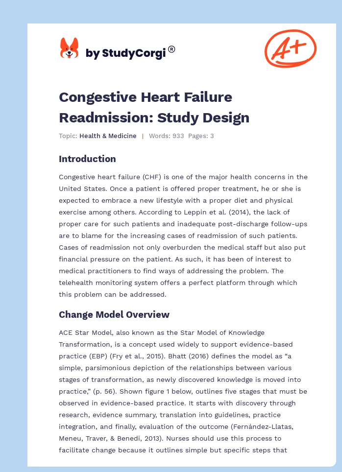 Congestive Heart Failure Readmission: Study Design. Page 1