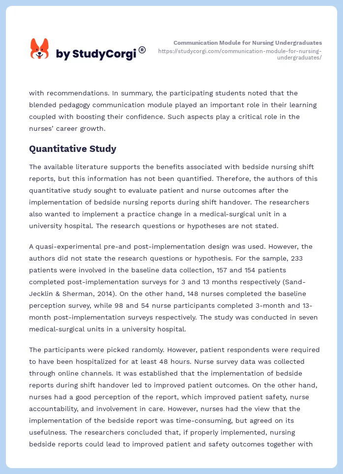Communication Module for Nursing Undergraduates. Page 2