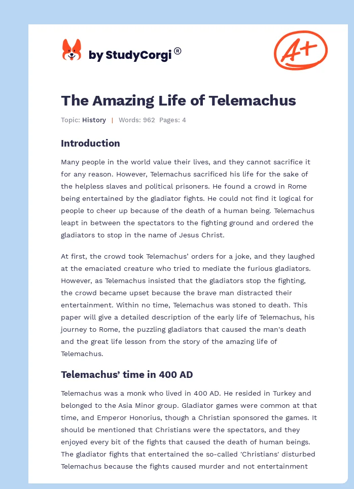 The Amazing Life of Telemachus. Page 1