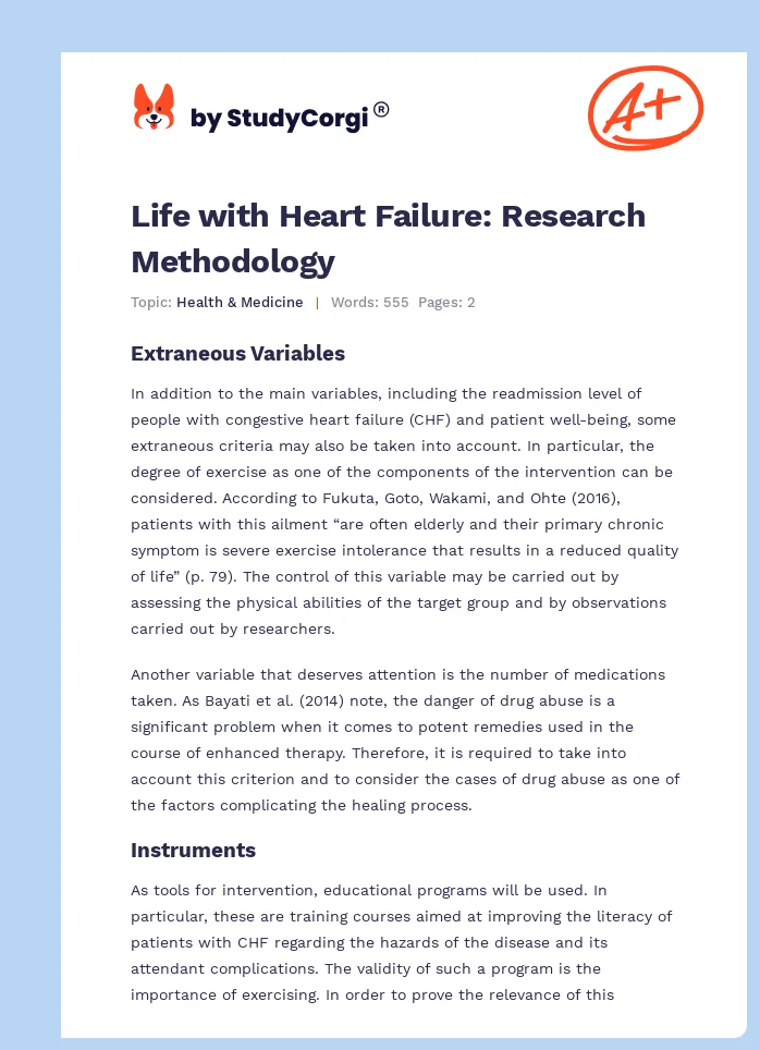 Life with Heart Failure: Research Methodology. Page 1