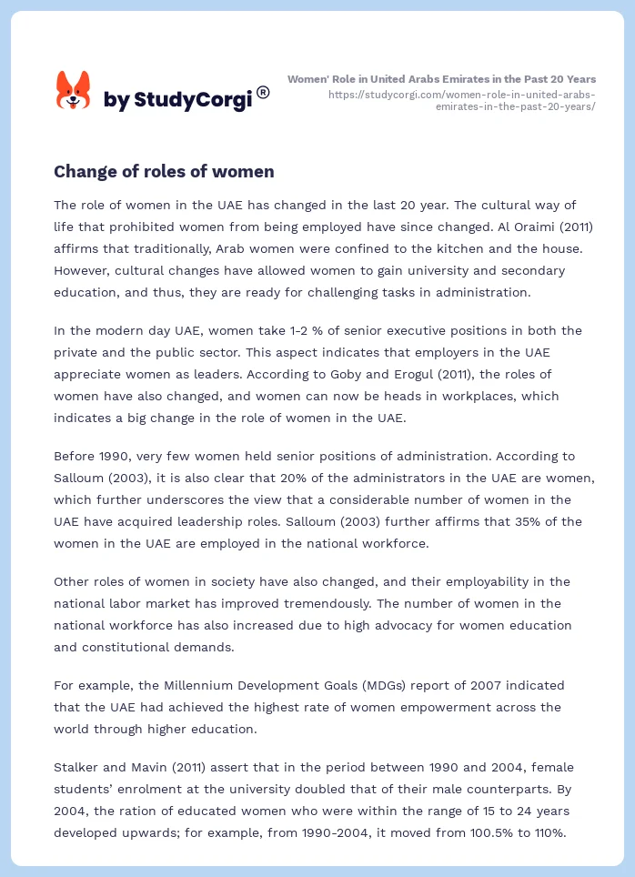 Women' Role in United Arabs Emirates in the Past 20 Years. Page 2