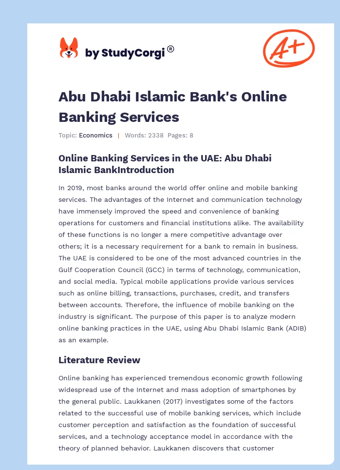 Abu Dhabi Islamic Bank's Online Banking Services. Page 1