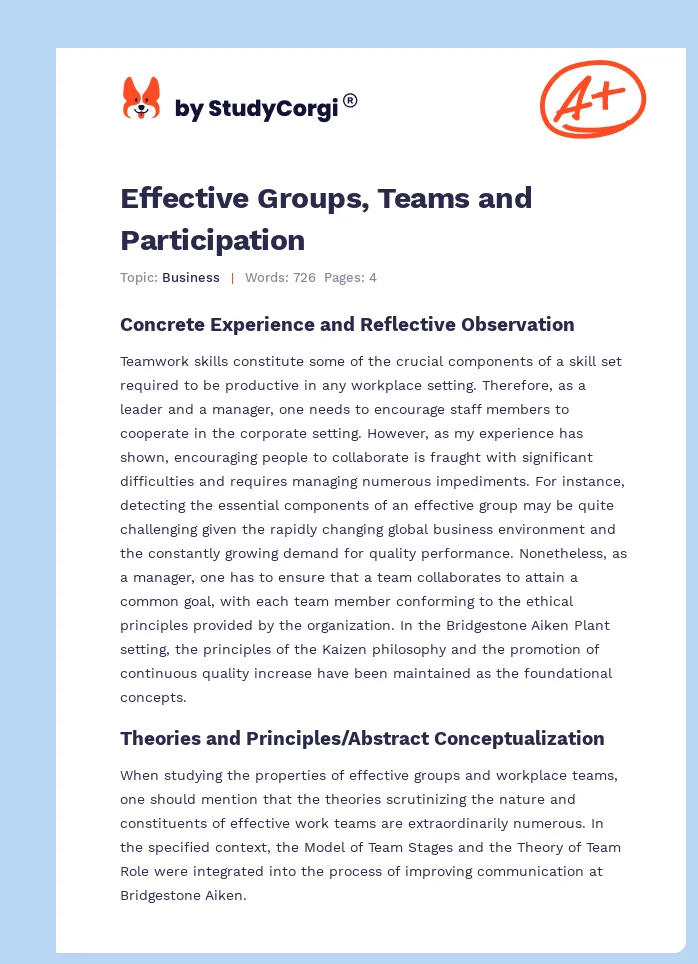 Effective Groups, Teams and Participation. Page 1