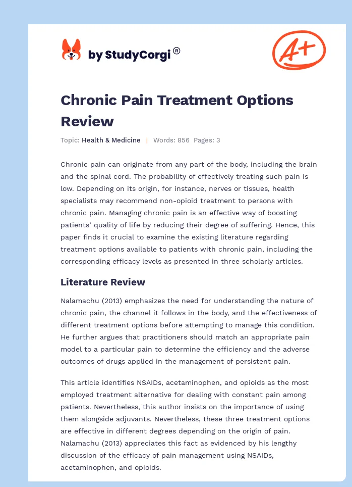 Chronic Pain Treatment Options Review. Page 1