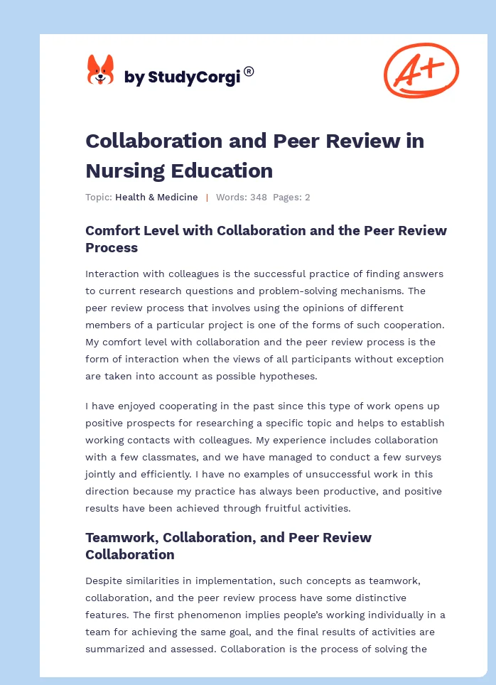 Collaboration and Peer Review in Nursing Education. Page 1