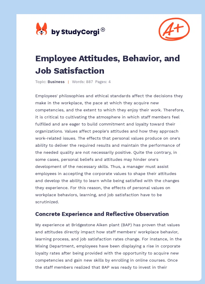 Employee Attitudes, Behavior, and Job Satisfaction. Page 1