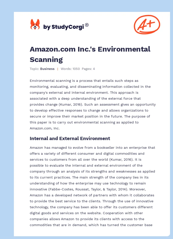 Amazon.com Inc.'s Environmental Scanning. Page 1