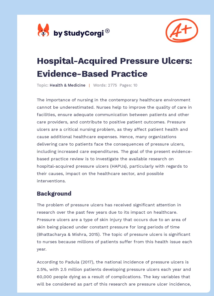 Hospital-Acquired Pressure Ulcers: Evidence-Based Practice. Page 1