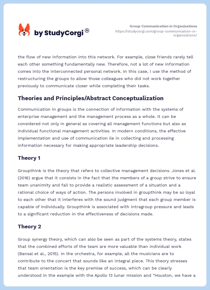 Group Communication in Organizations. Page 2