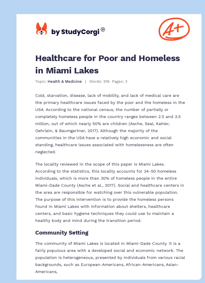Healthcare for Poor and Homeless in Miami Lakes. Page 1
