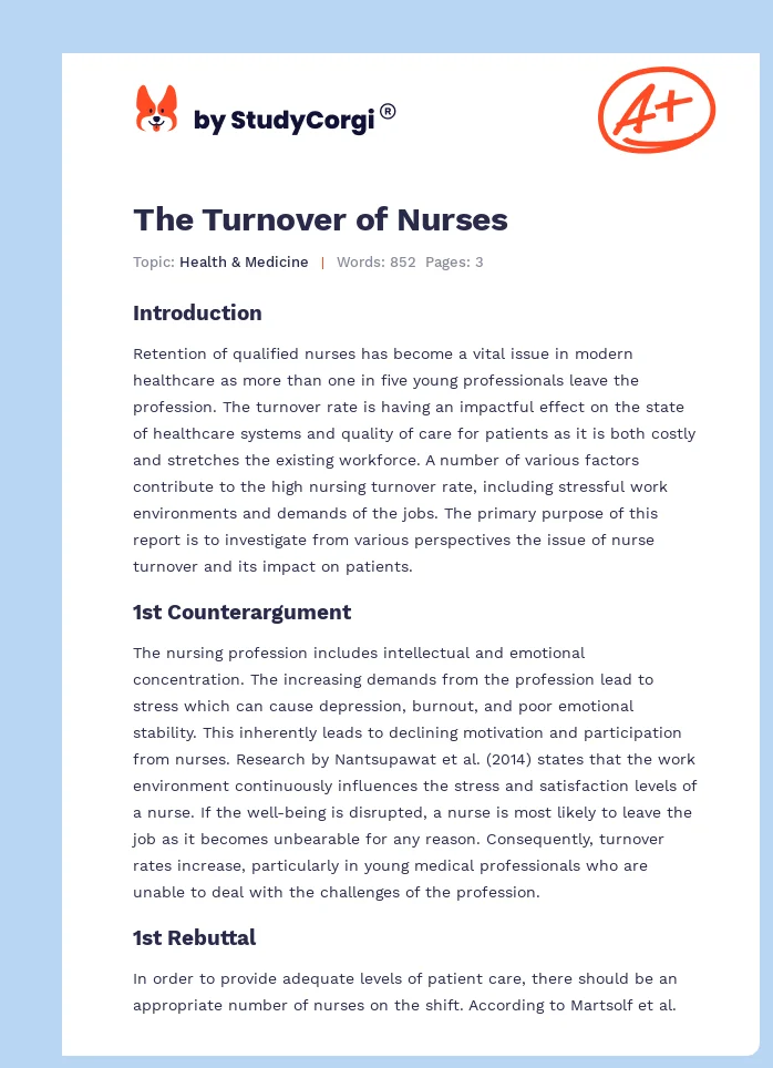 The Turnover of Nurses. Page 1