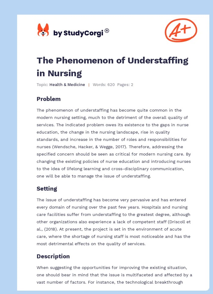 The Phenomenon of Understaffing in Nursing. Page 1