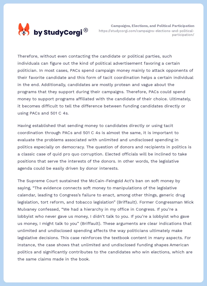 Campaigns, Elections, and Political Participation. Page 2