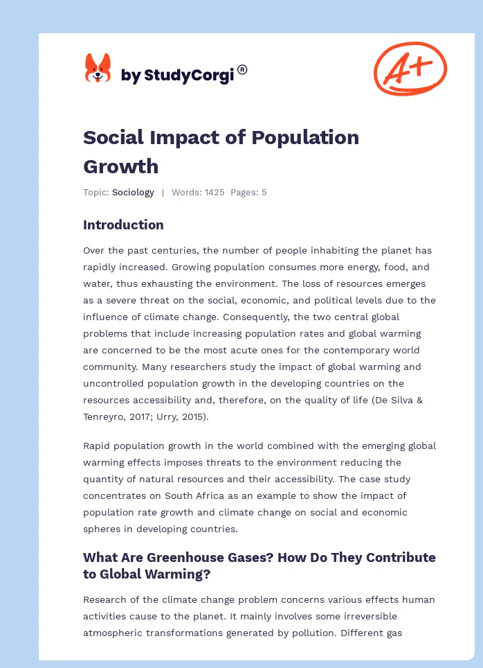 Social Impact of Population Growth. Page 1
