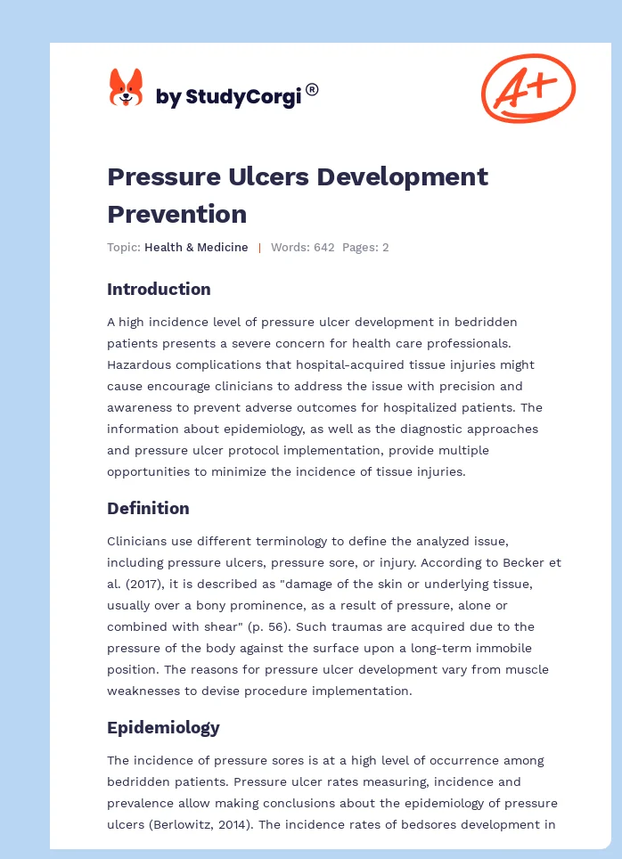 Pressure Ulcers Development Prevention. Page 1