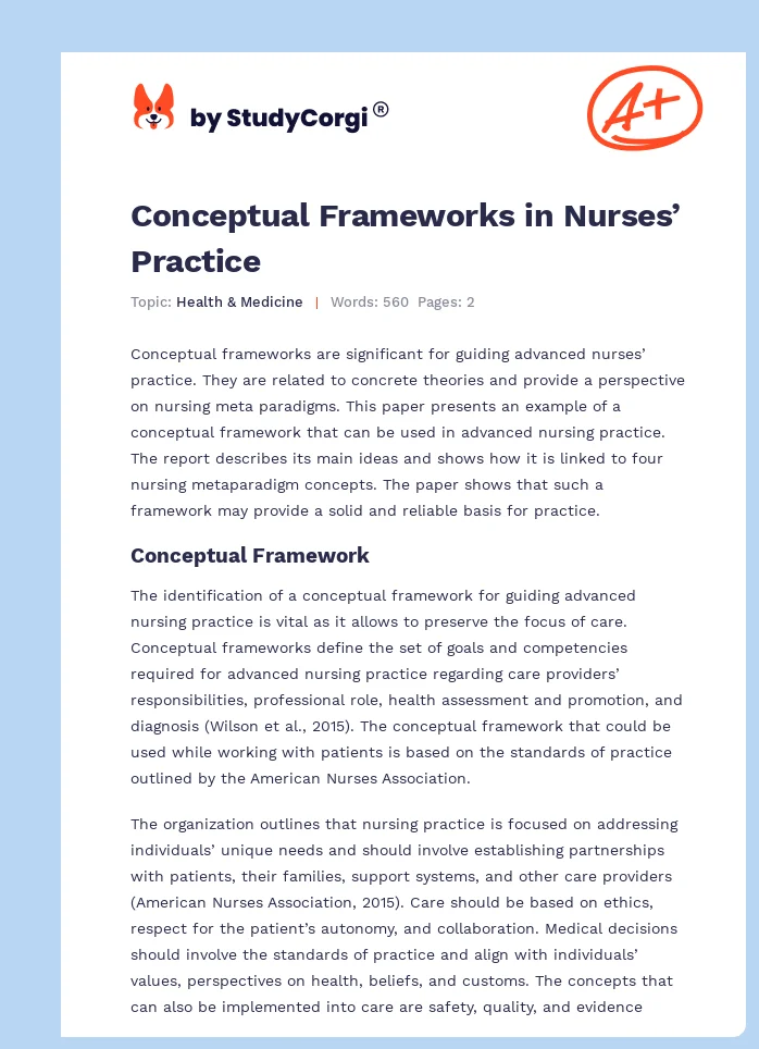 Conceptual Frameworks in Nurses’ Practice. Page 1