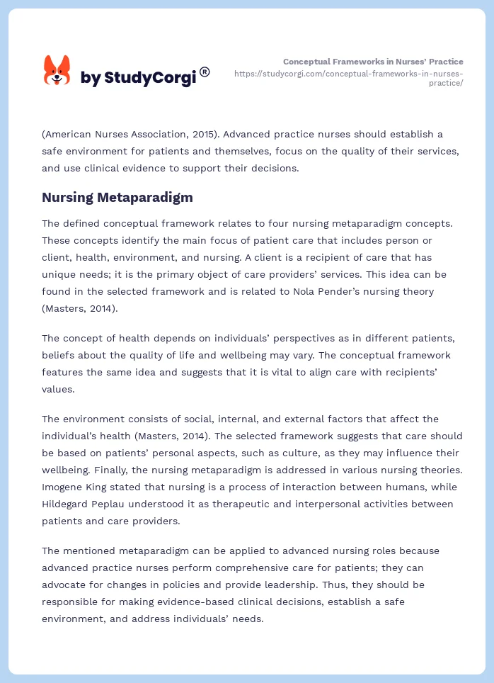 Conceptual Frameworks in Nurses’ Practice. Page 2