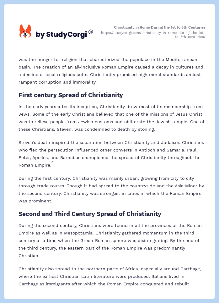 Christianity in Rome During the 1st to 5th Centuries. Page 2
