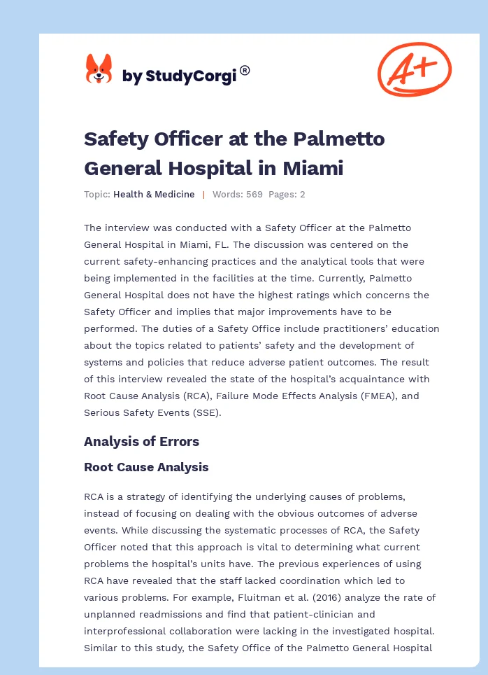Safety Officer at the Palmetto General Hospital in Miami. Page 1