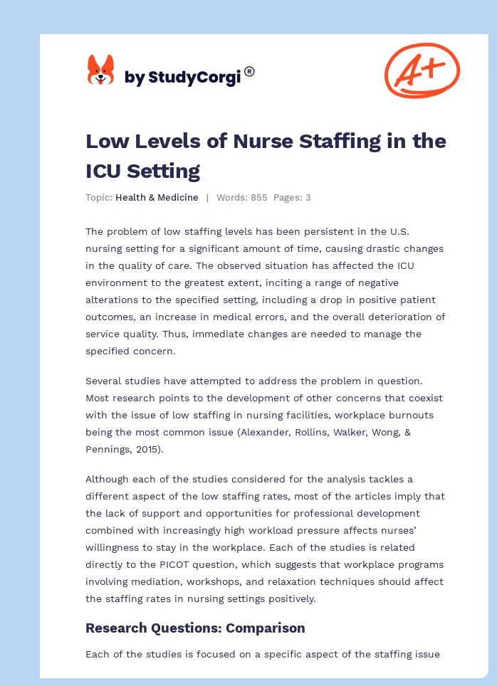 Low Levels of Nurse Staffing in the ICU Setting. Page 1