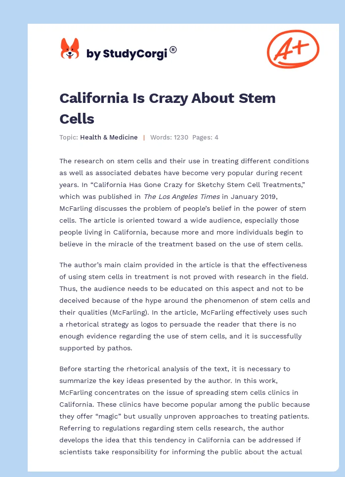 California Is Crazy About Stem Cells. Page 1