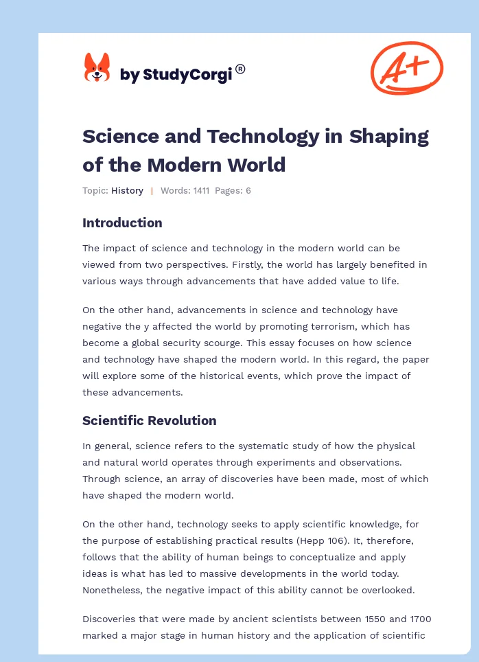 Science and Technology in Shaping of the Modern World. Page 1